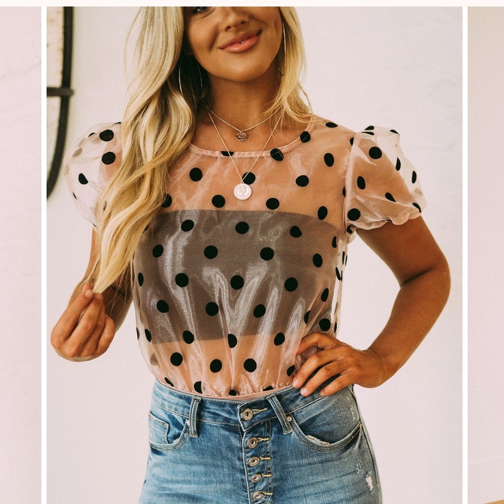 Pink polka dot bodysuit